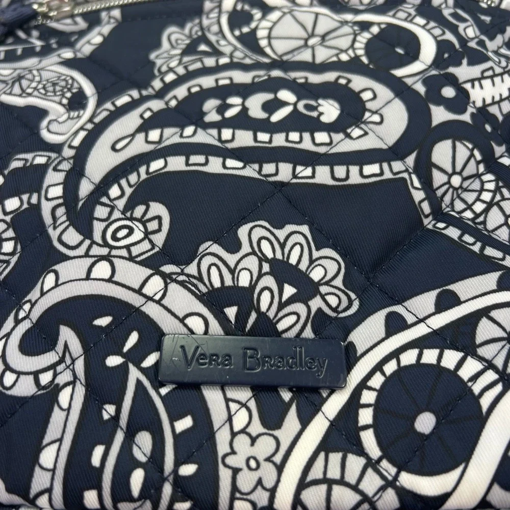 Vera Bradley Iconic Small Backpack Deep Night Paisley Quilted Cotton Navy Travel